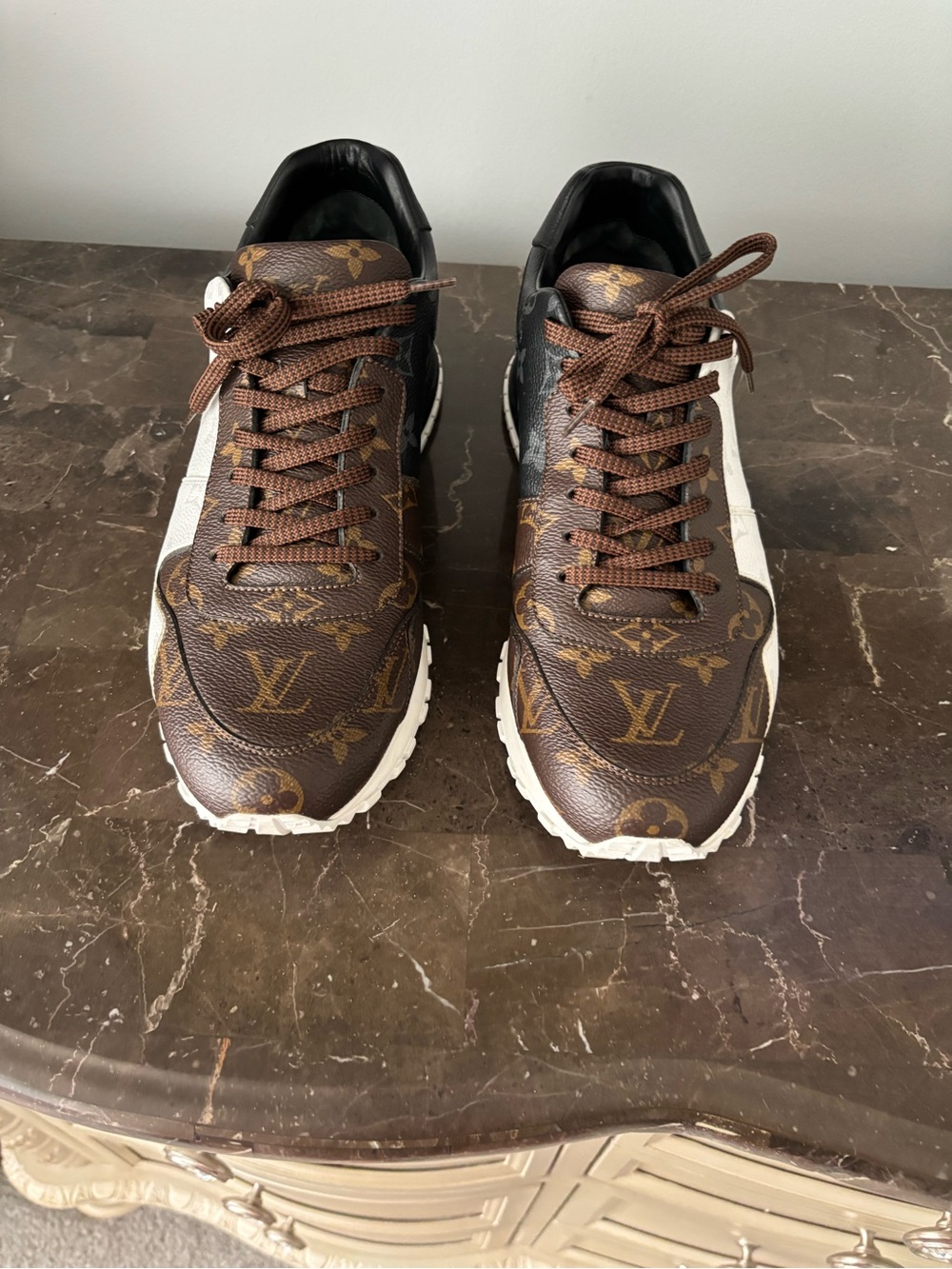 Louis Vuitton Brown Monogram Men's Sneakers with White Accents